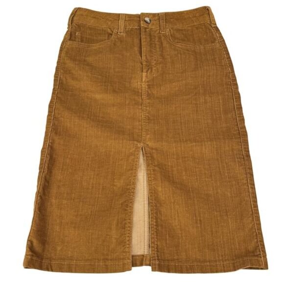 VANESSA BRUNO Shana Cuoduroy Straight Pencil Skirt Size 0 Ocre - Picture 2 of 6